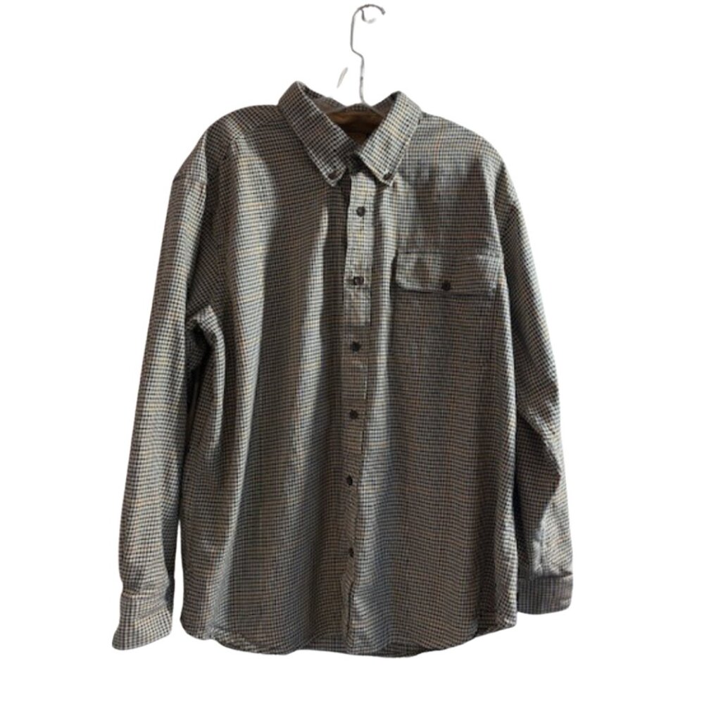 Orvis Men's XL Button-Up Shirt Brown Check Cotton Twill Casual Outdoor - Picture 6 of 8